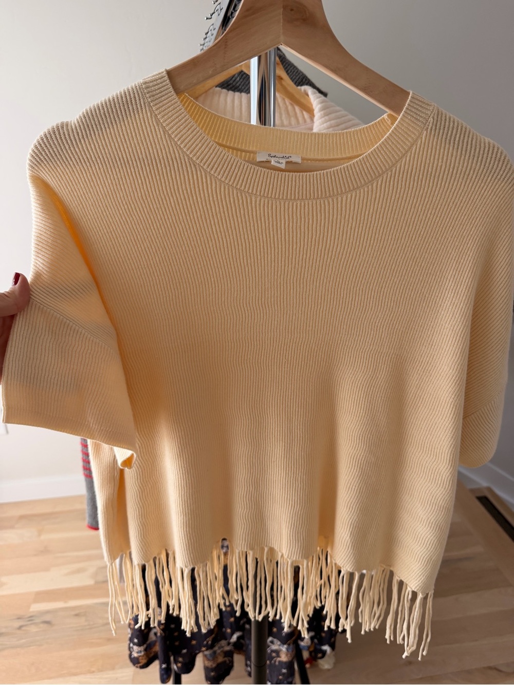 Splendid x @Cellajaneblog Short Sleeve Fringe Sweater